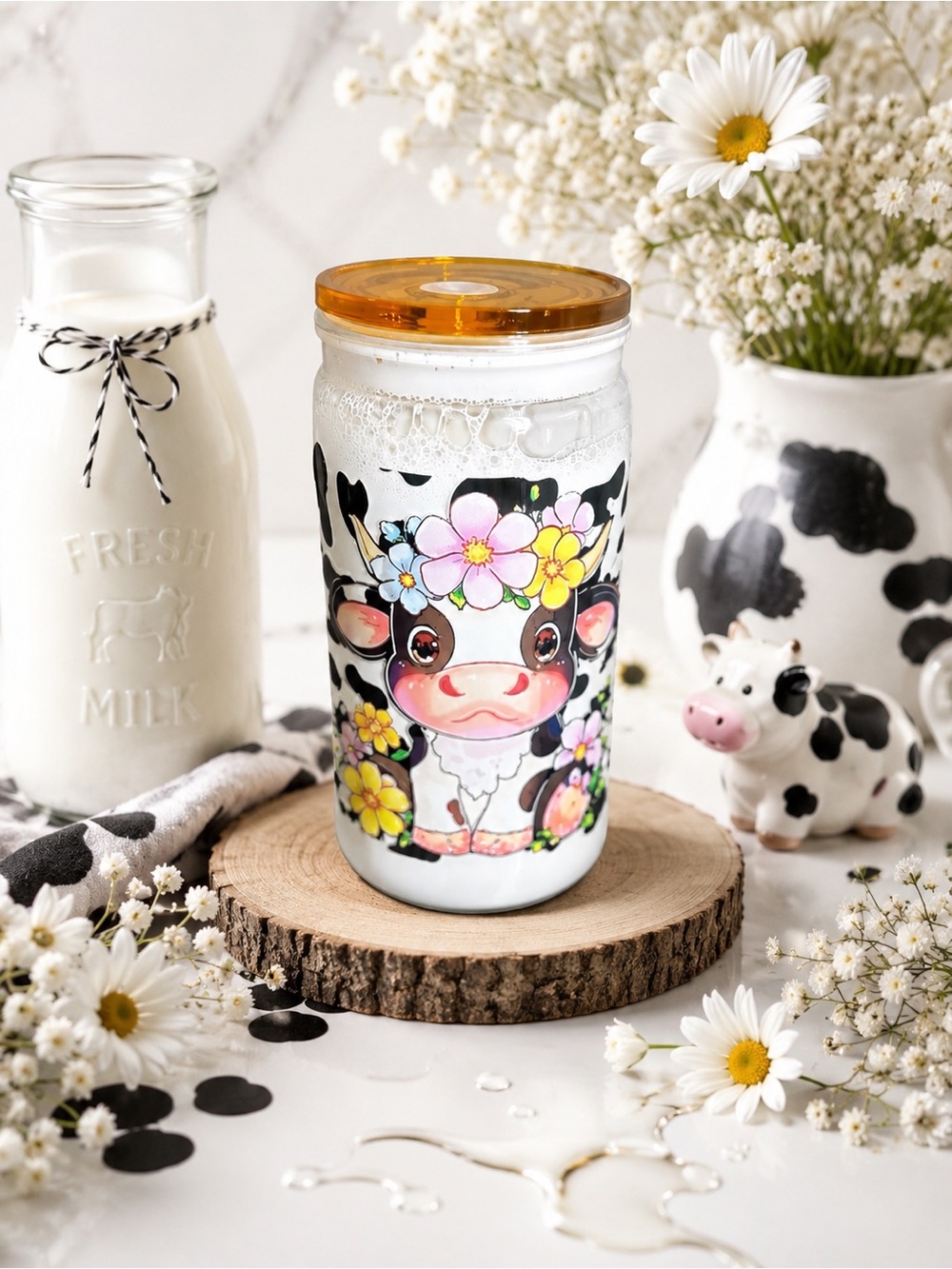 🐄 Moo-d About Milk™ GlitterSip Snow Globe Tumbler